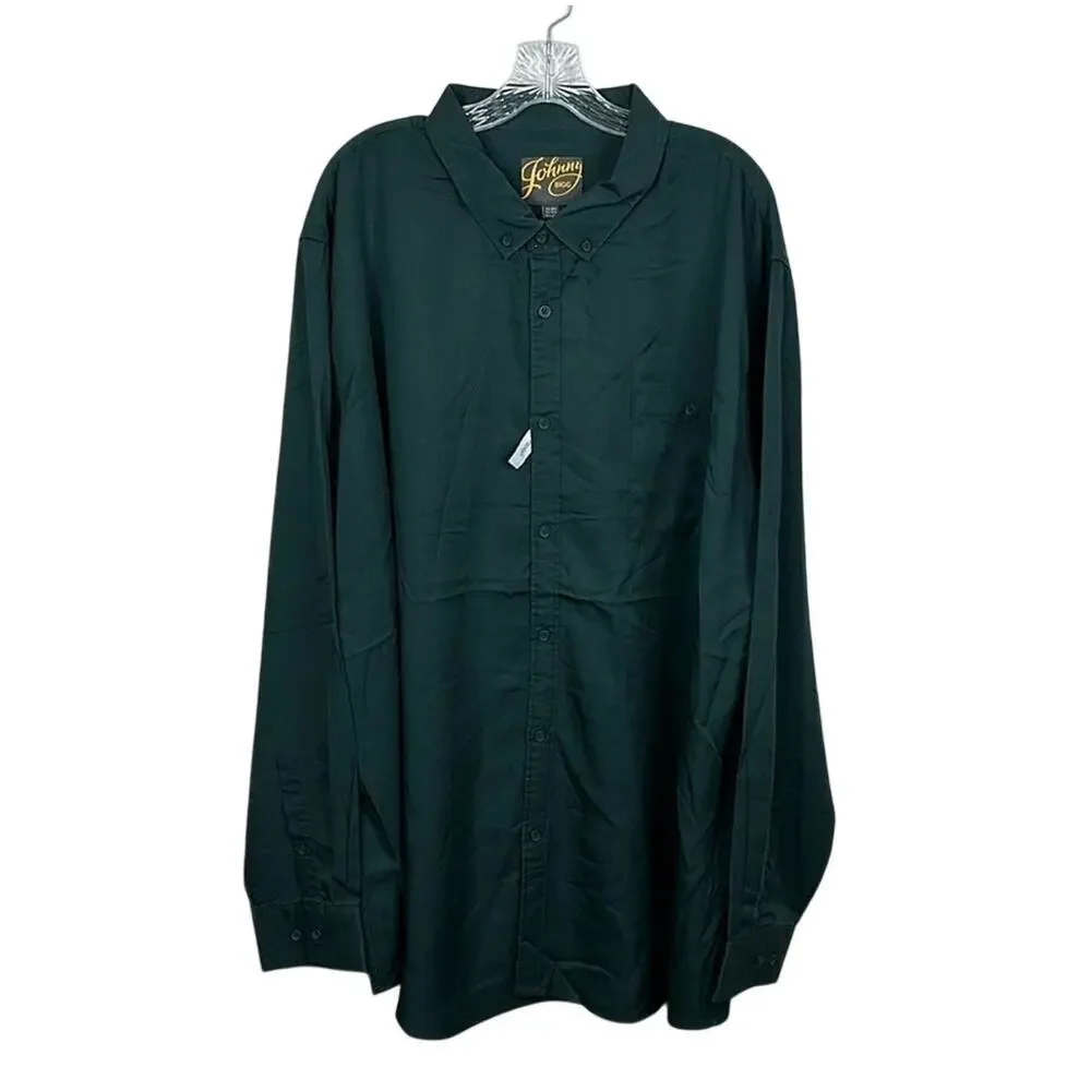 Johnny Bigg Men’s 4XL Big & Tall Lincoln Lyocell Button Down Shirt Pine Green